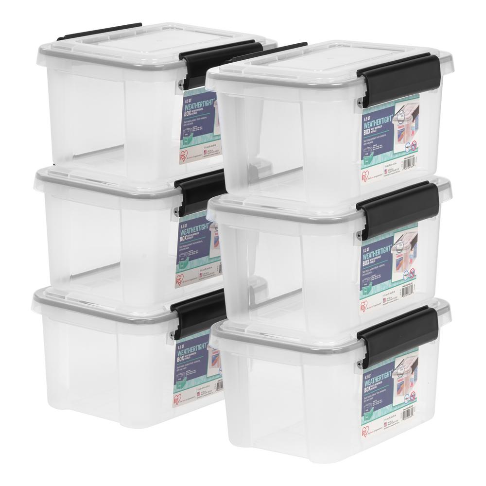 Iris 65 Qt Weathertight Storage Tote In Clear 6 Pack 586370 with measurements 1000 X 1000