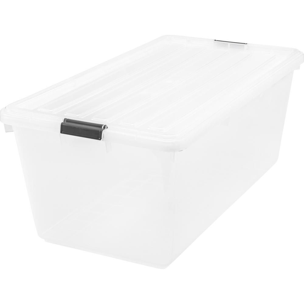 Iris 91 Qt Buckle Down Storage Box In Clear 4 Pack 585395 The in measurements 1000 X 1000