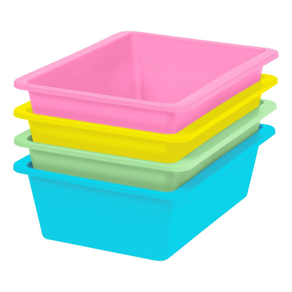 Iris Large Multi Purpose Plastic Bins In Pastel 4 Pack 596980 within sizing 1000 X 1000