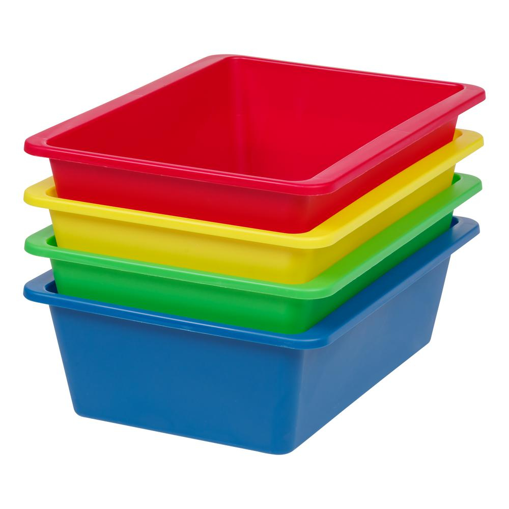 Iris Large Multi Purpose Plastic Bins In Primary 4 Pack 596981 inside proportions 1000 X 1000