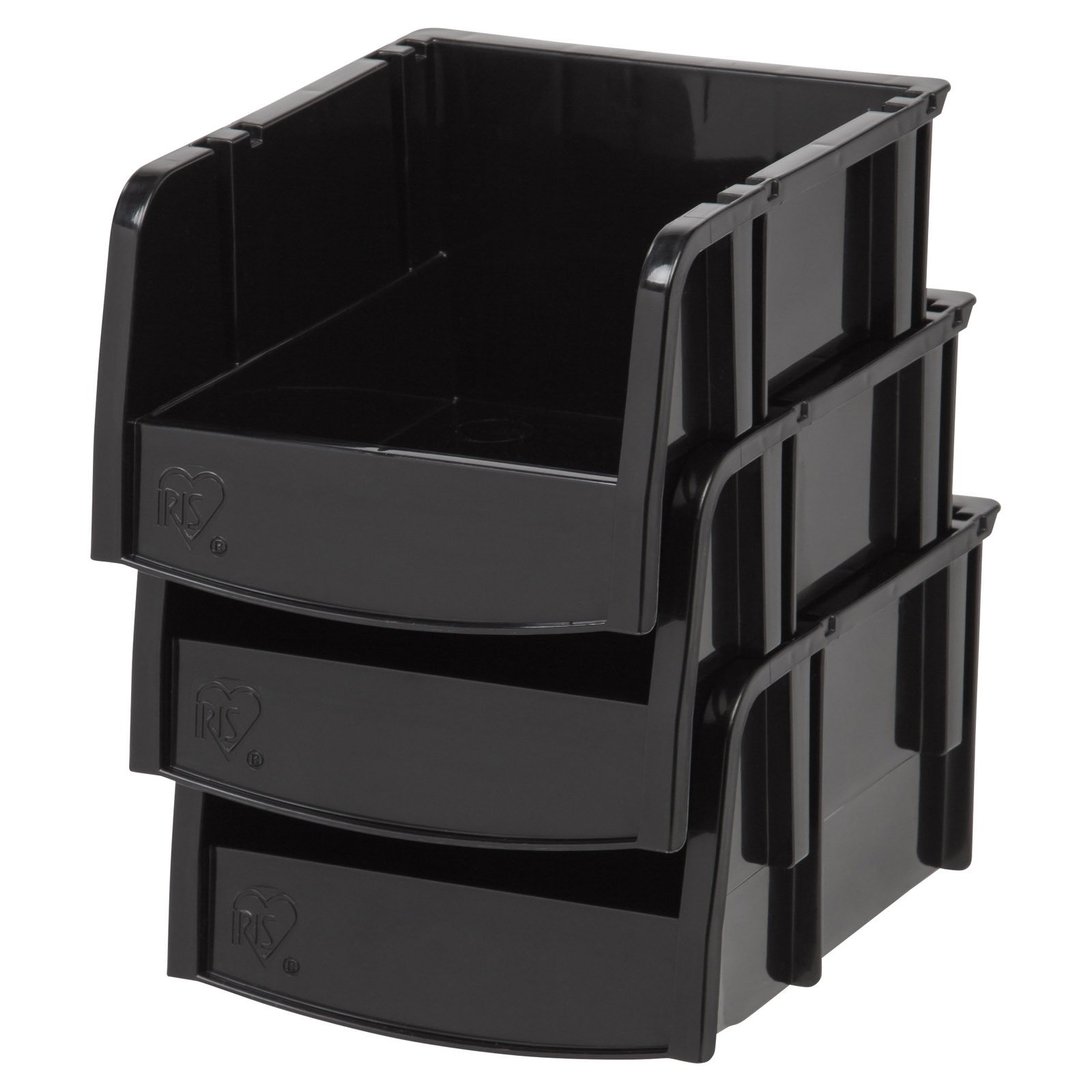 Iris Large Stacking Storage Bin Black Set Of 8 Walmart with dimensions 1600 X 1600