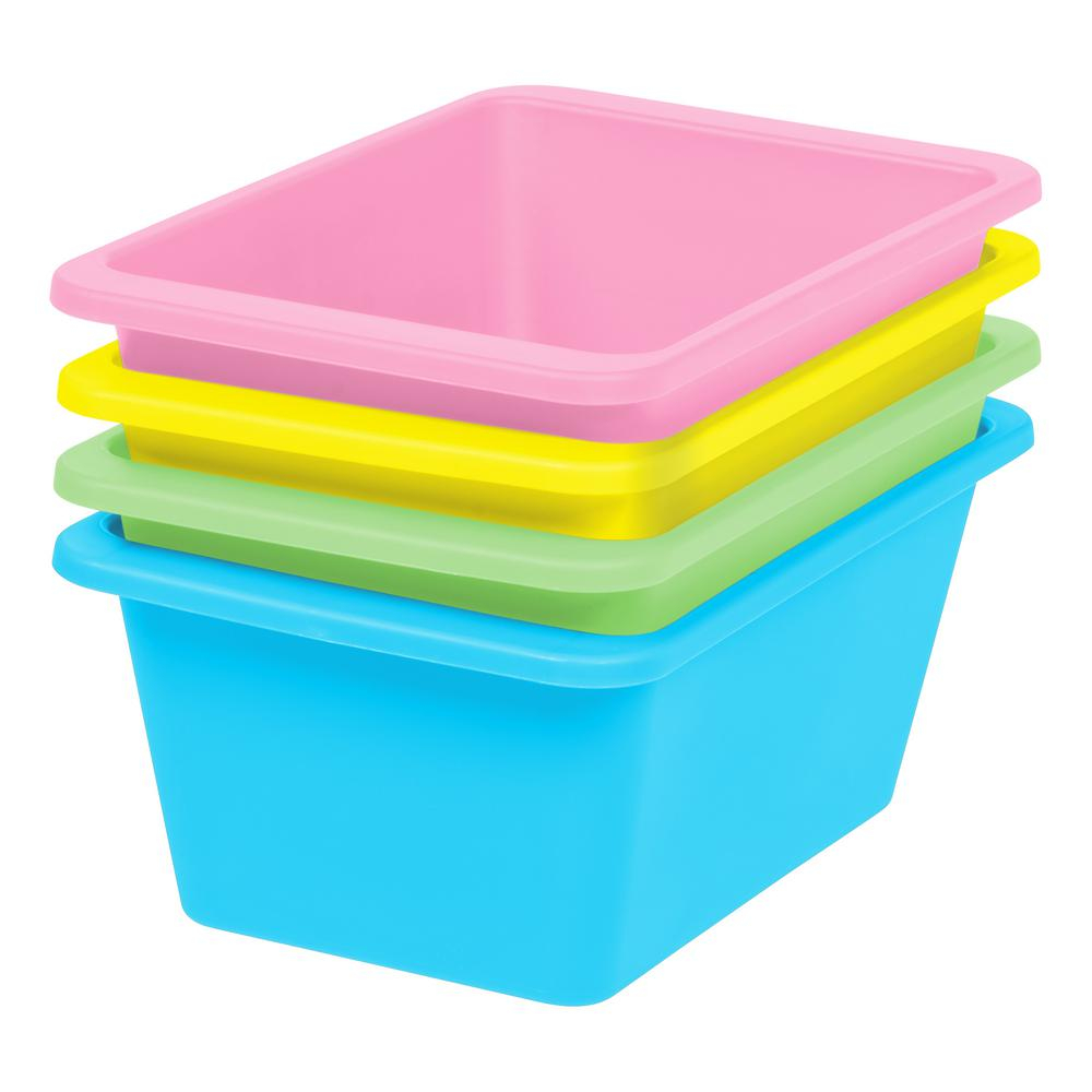 Iris Small Multi Purpose Plastic Bins In Pastel 4 Pack 596982 for measurements 1000 X 1000