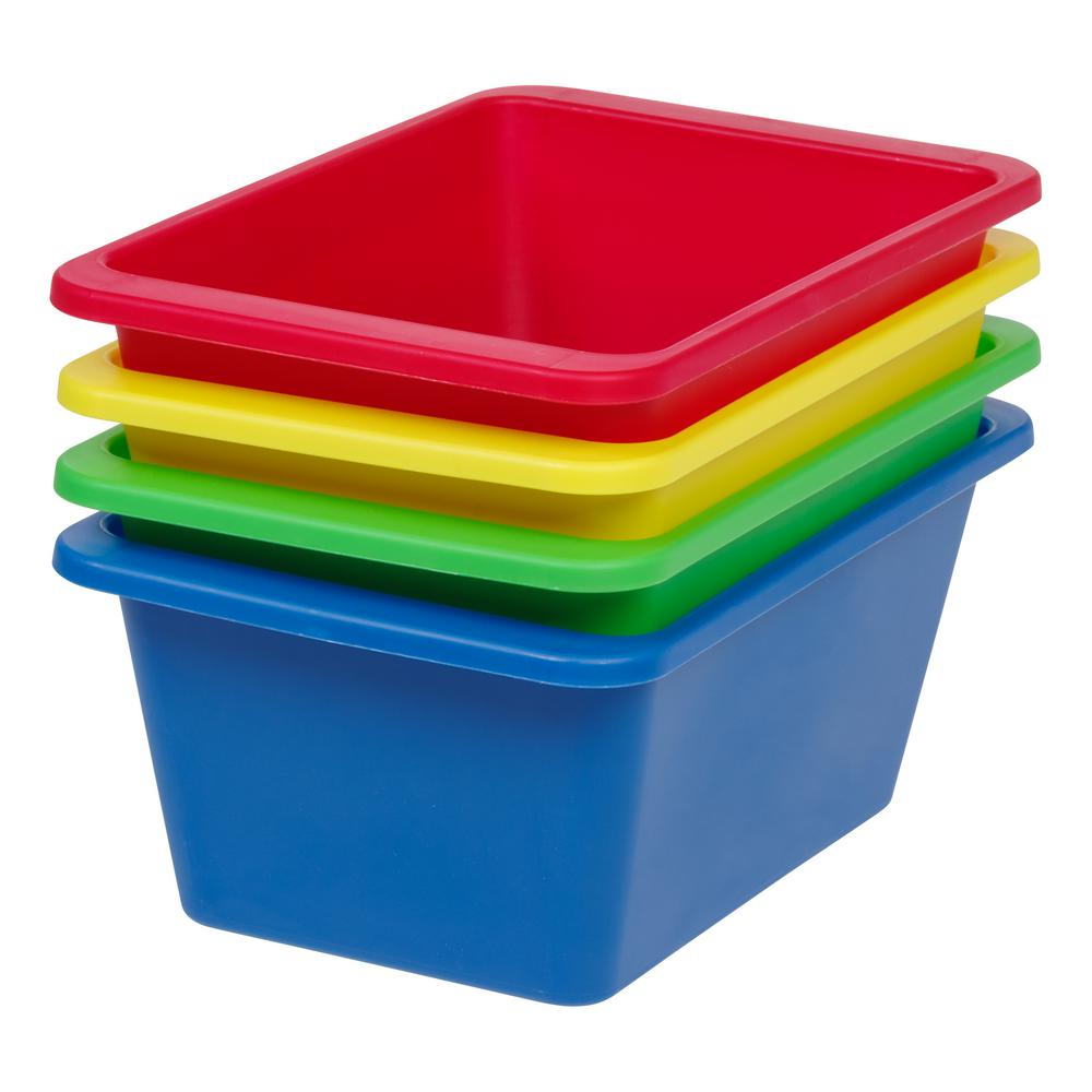 Iris Small Multi Purpose Plastic Bins In Primary 4 Pack 596983 with regard to dimensions 1000 X 1000