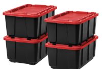 Iris Storage Tote In Black With Red Lid 27 Gal 4 Pack with proportions 1000 X 1000