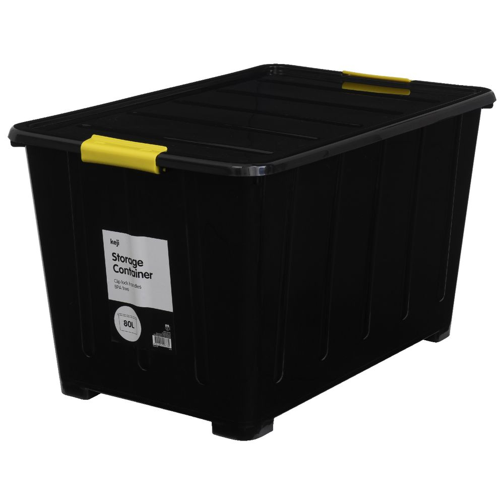 Keji 80l Storage Container Black Officeworks with proportions 1000 X 1000