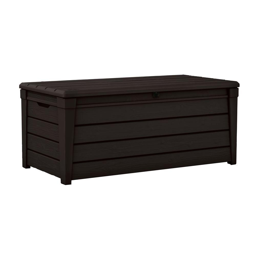 Keter Brightwood 120 Gal Resin Deck Box In Brown for proportions 1000 X 1000