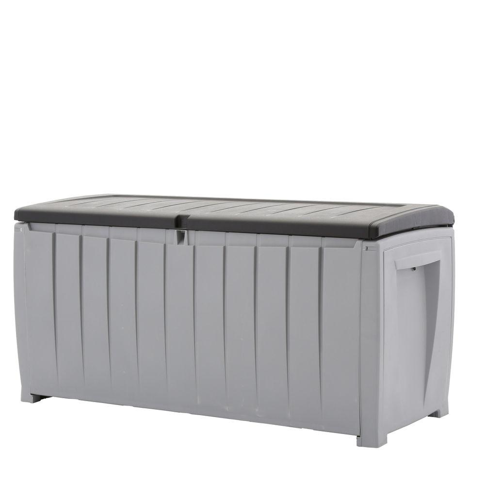 Keter Novel 90 Gal Deck Box In Black And Gray pertaining to measurements 1000 X 1000