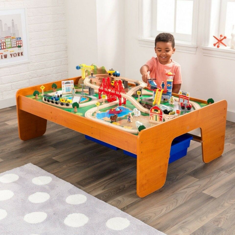 Kidkraft 17836 Ride Around Town Train Table Wstorage Bins Set Kids with dimensions 960 X 960