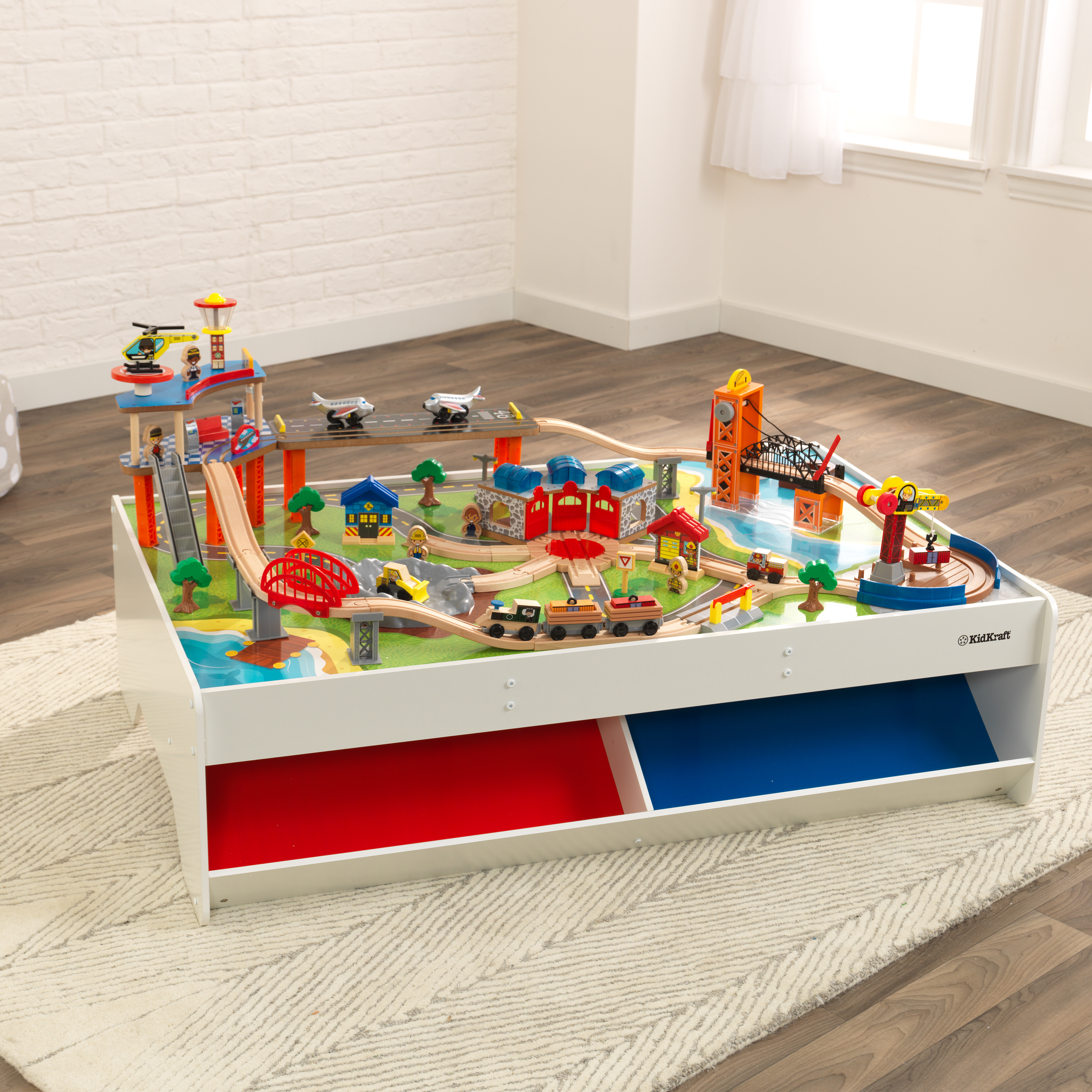 Kidkraft Railway Express Wooden Train Set Table With 79 Pieces And within size 3480 X 3480