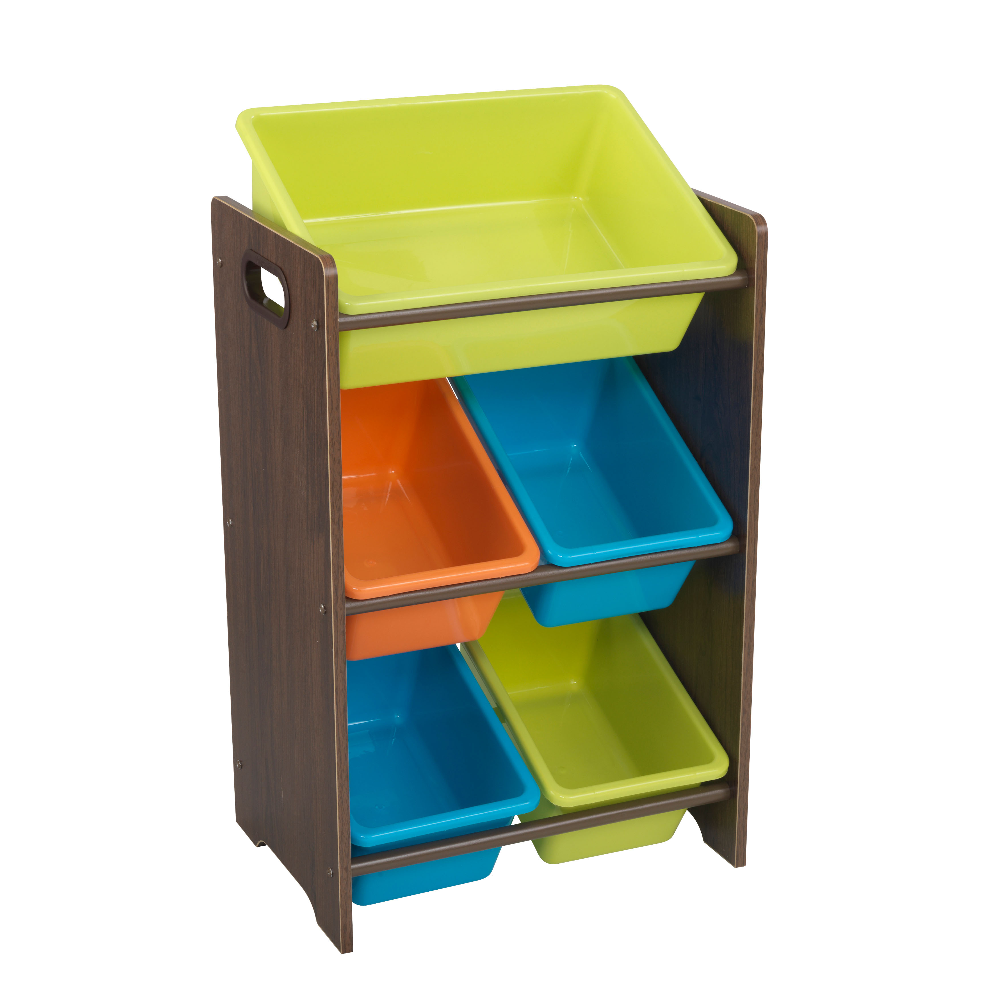 Kidkraft Wooden Childrens Toy Storage Unit With Five Plastic Bins Primary Natural within proportions 3480 X 3480