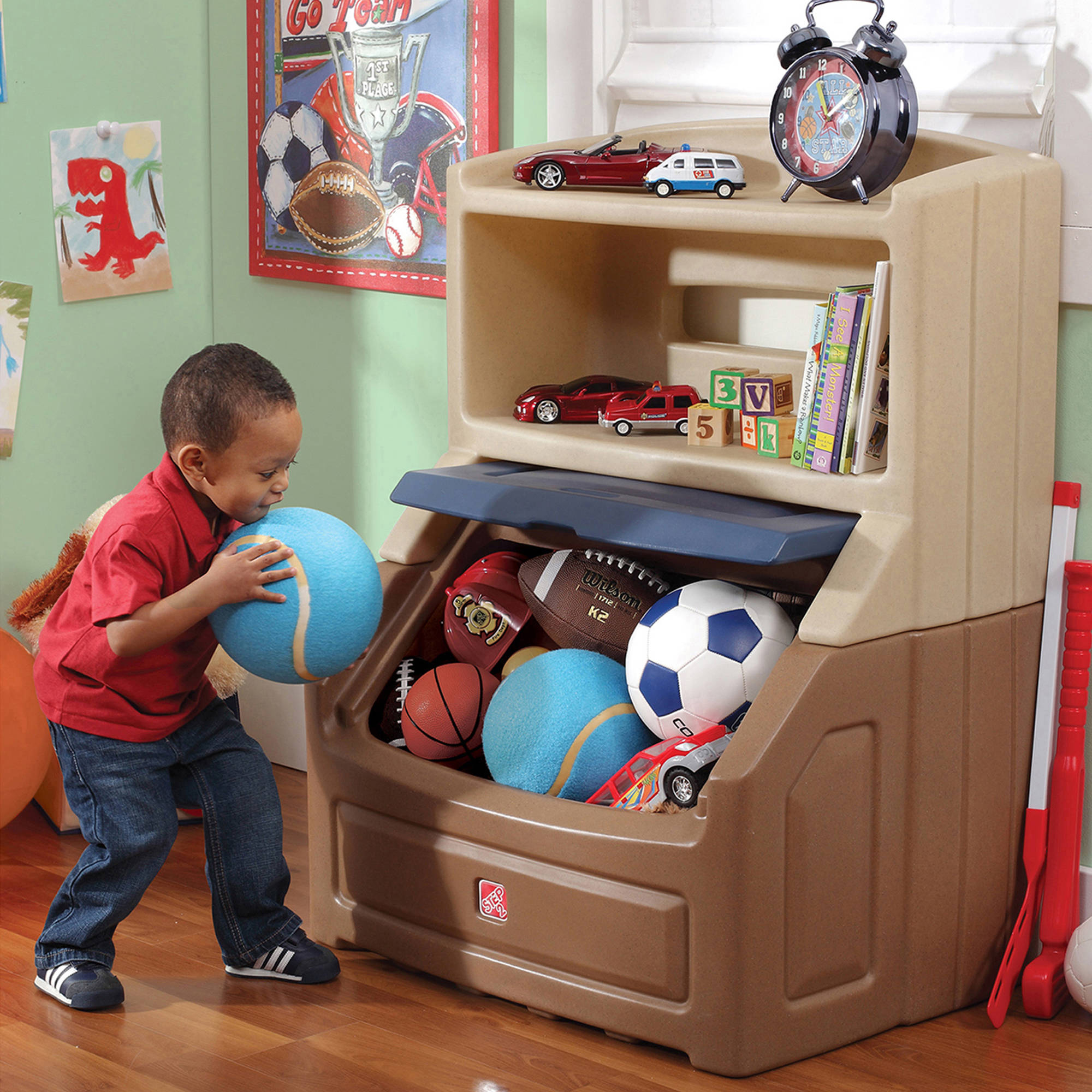 Kids Bookshelf Storage Boys Toy Chest Box W Plastic Brown Tan Play with dimensions 2000 X 2000