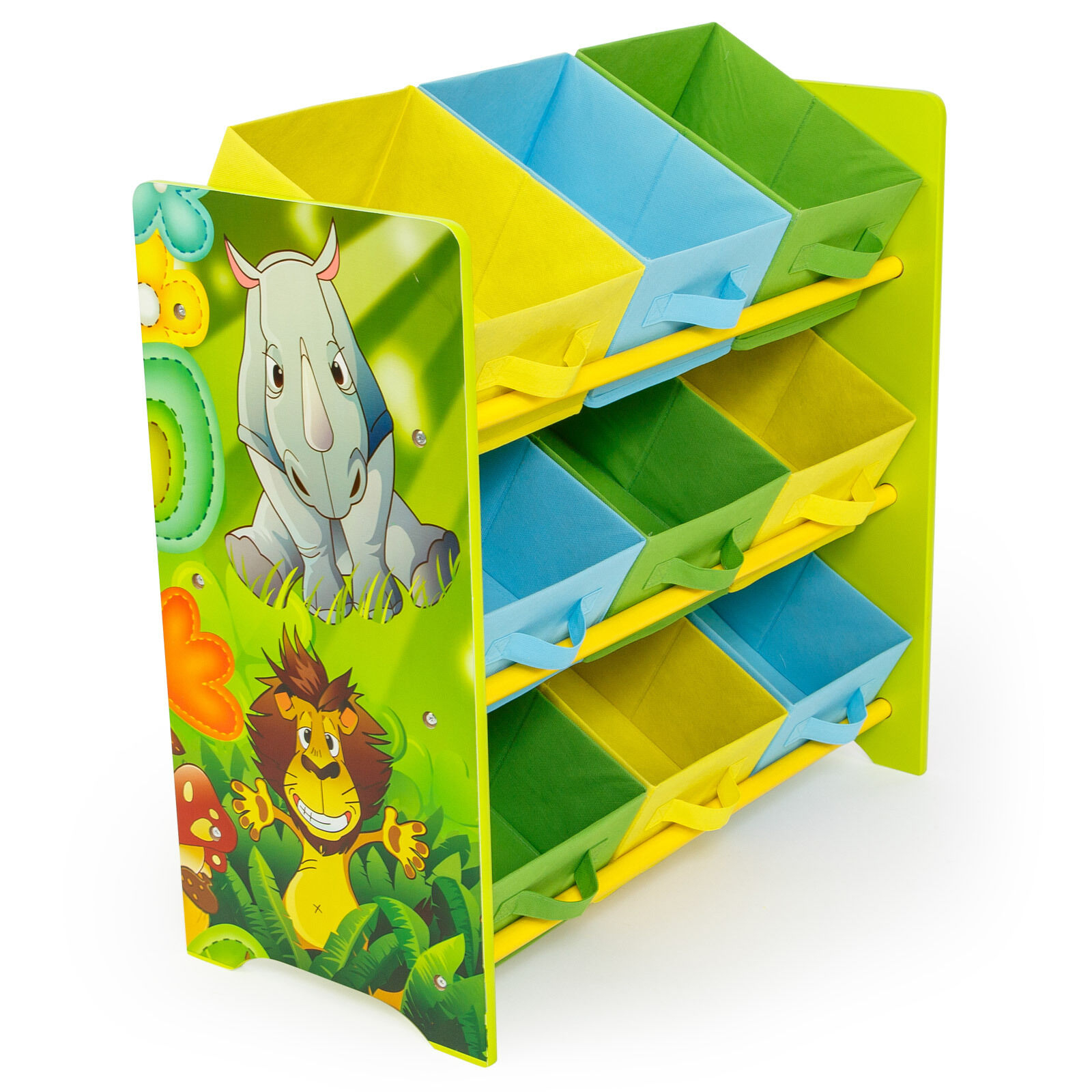 Kids Childrens Jungle Safari 3 Tier Toy Storage Set 9 Bins Baskets for measurements 1600 X 1600