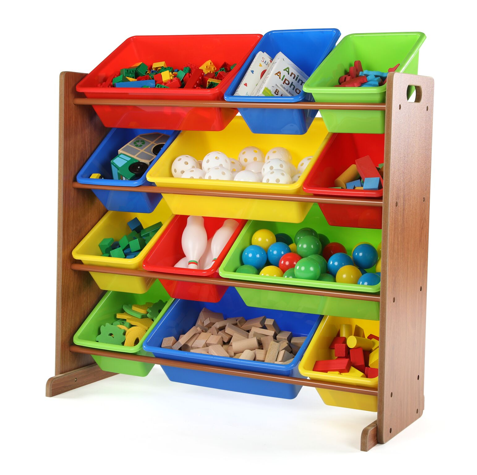 Kids Toy Storage Organizer With 12 Multi Colored Plastic Bins with regard to sizing 1543 X 1536