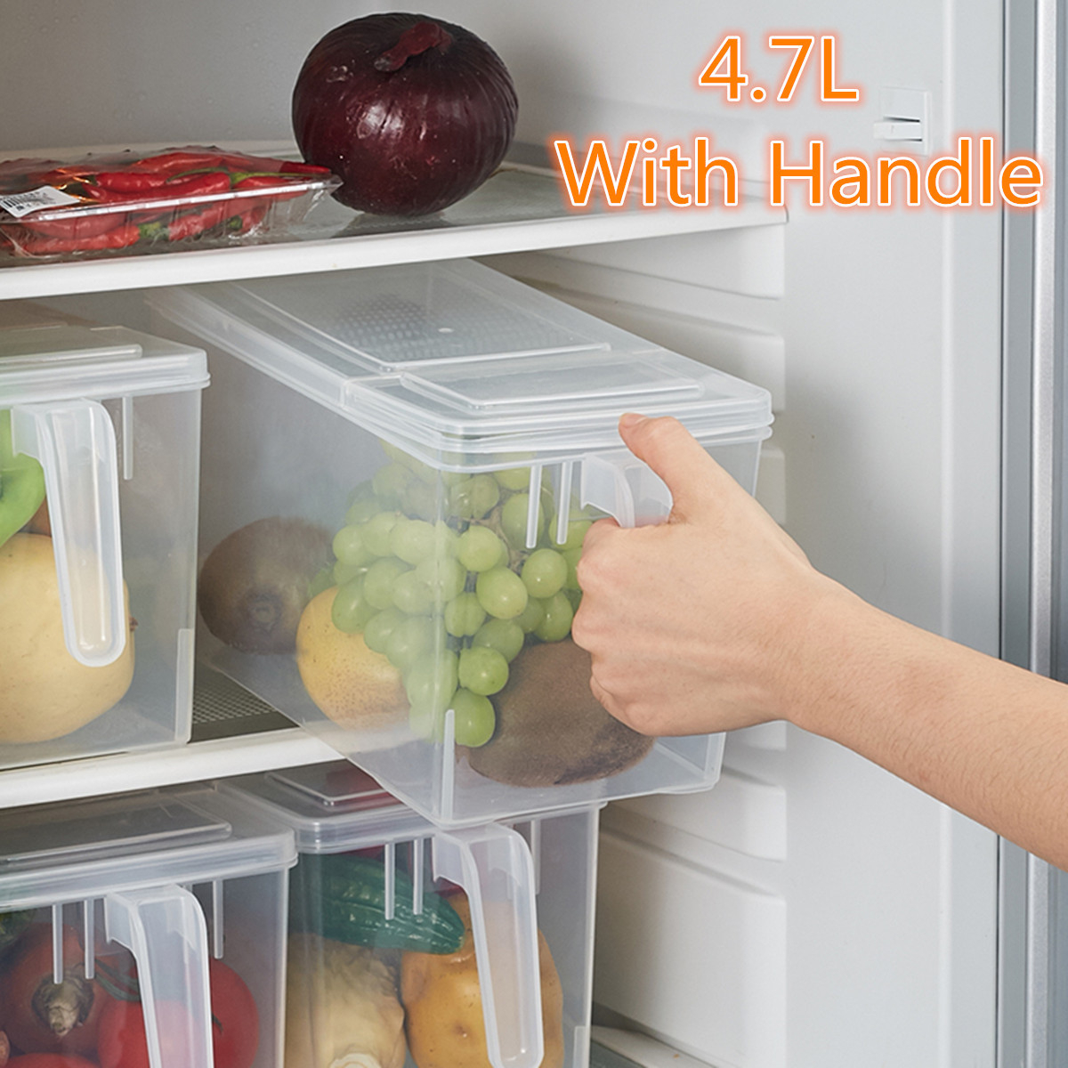 Kitchen Sealed Plastic Crisper Refrigerator Food Storage Box Bins intended for size 1200 X 1200