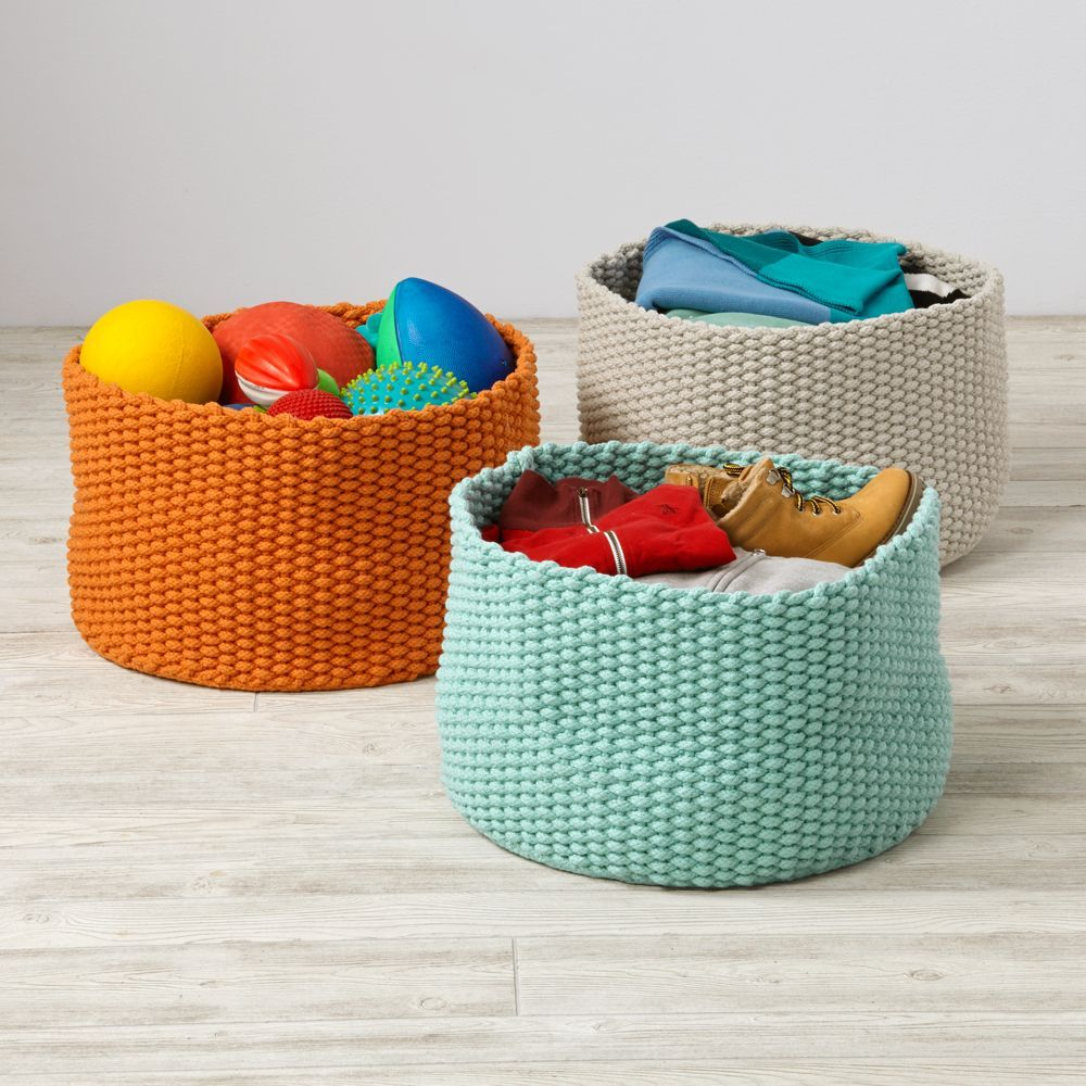 Kneatly Knit Large Orange Rope Bin Products Basket Crochet inside measurements 1000 X 1000