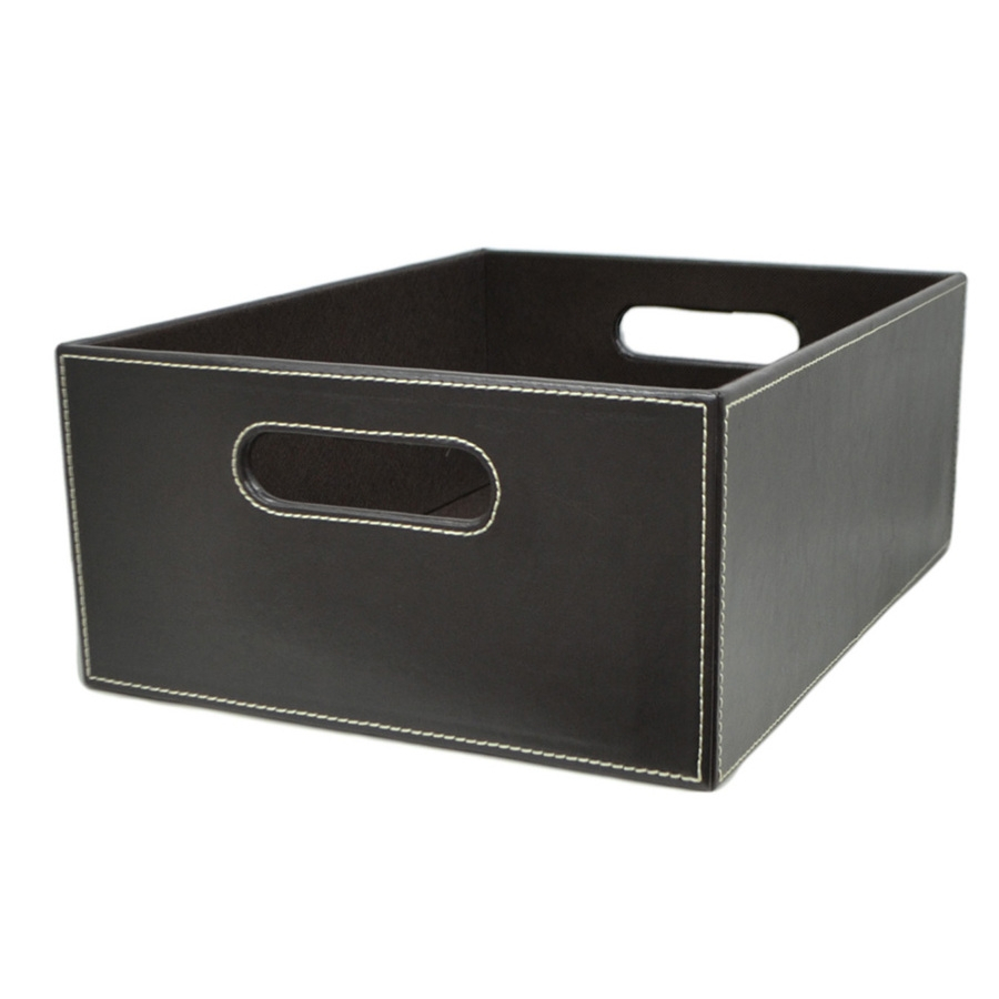 Large Black Faux Leather Storage Box intended for proportions 900 X 900