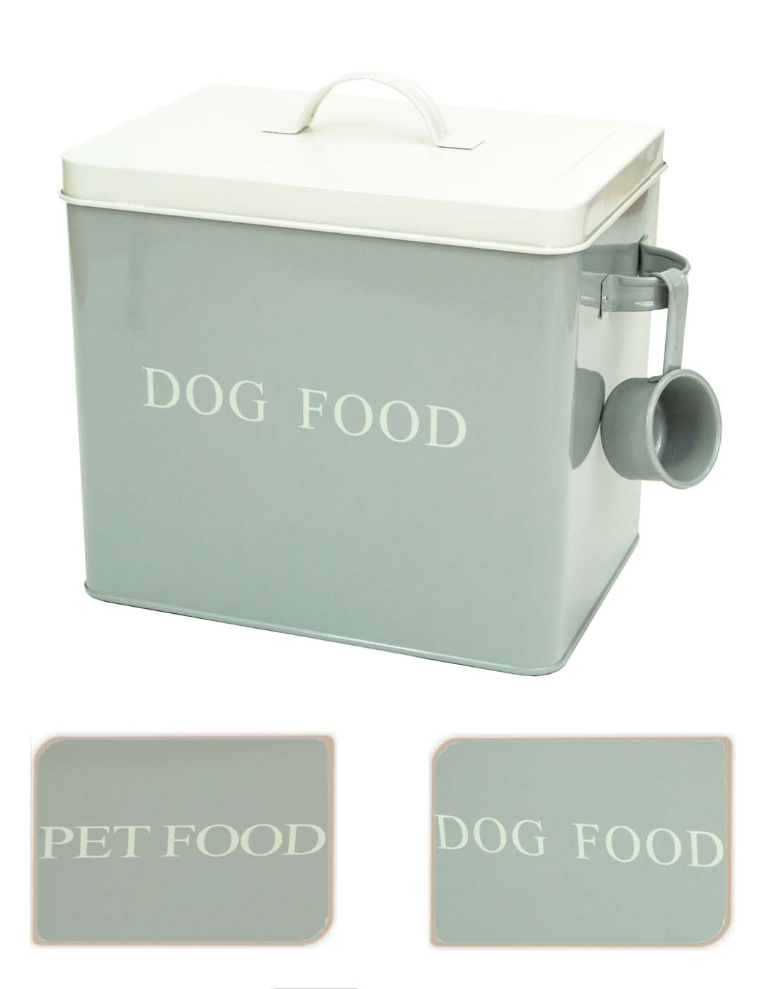 Large Cool Grey Retro Vintage Enamel Dog Dry Food Storage Box throughout proportions 1099 X 1400