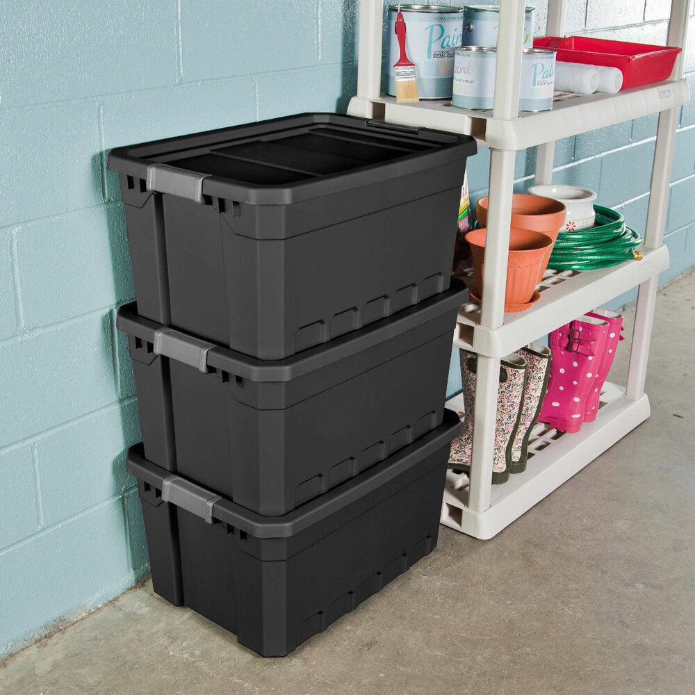 Large Plastic Storage Box 27 Gallon Stackable Container Bin With Lid in measurements 1000 X 1000