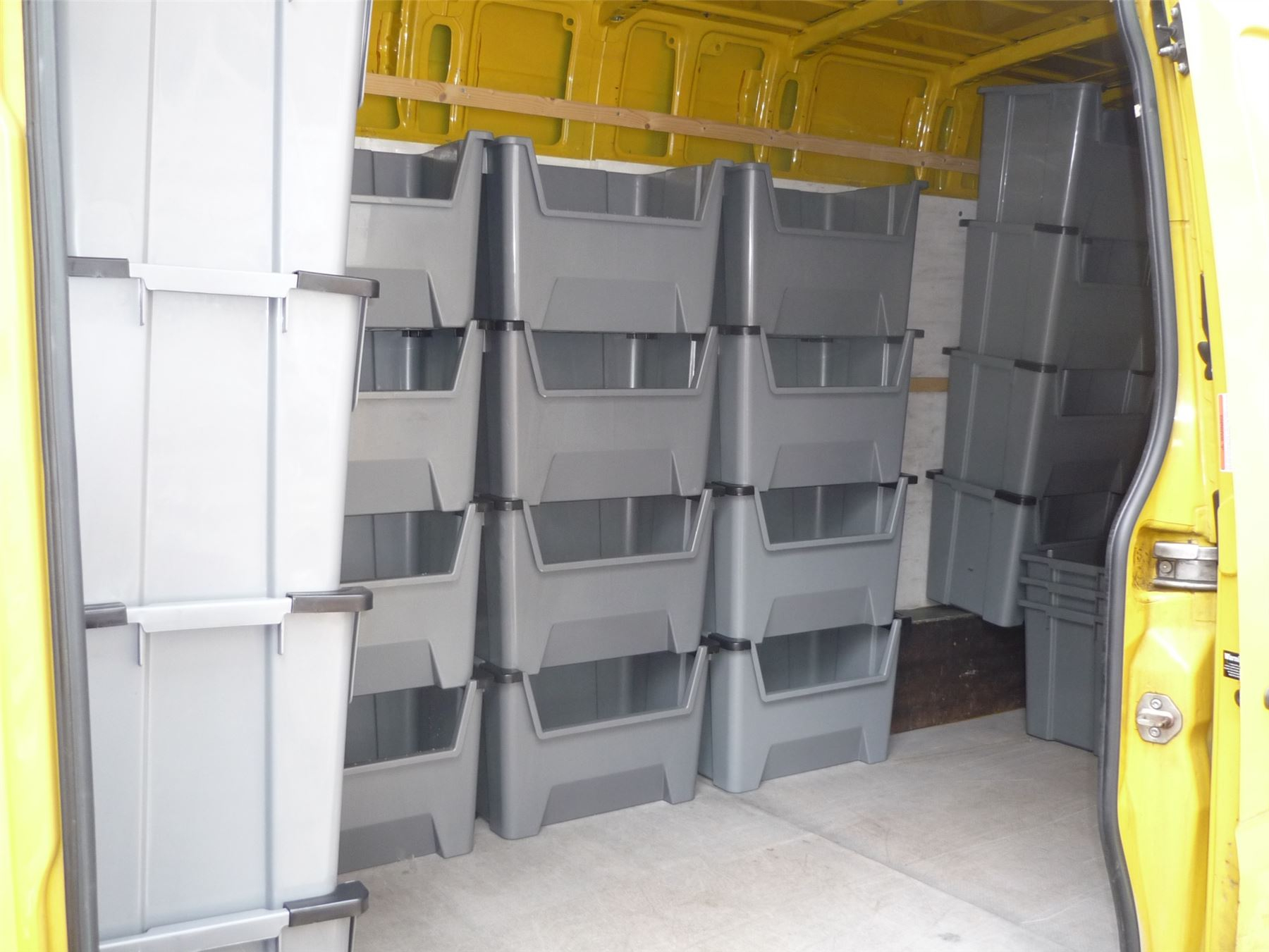Large Plastic Van Shelving Storage Bins Boxes Stackable Space Bin X with regard to proportions 1800 X 1351