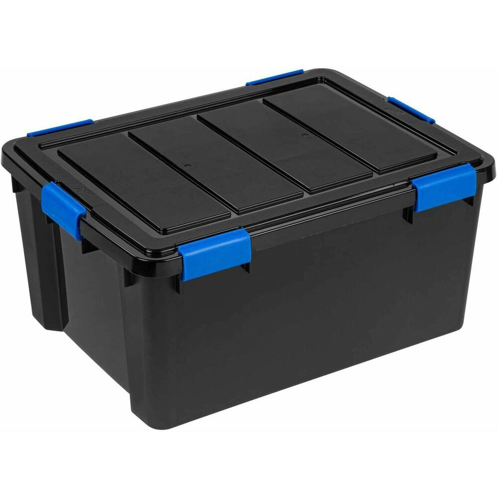 Large Weatherproof Storage Box 60qt Black Latch Lid Bin Foam Seal regarding sizing 1000 X 1000