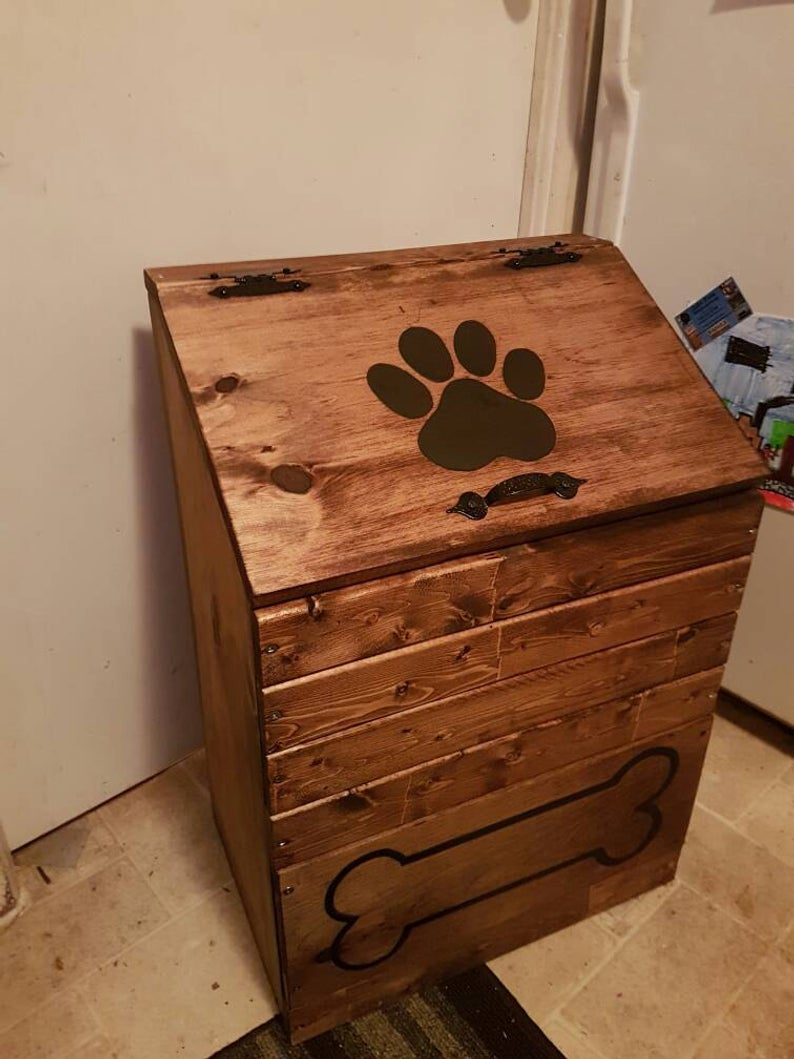 Large Wooden Dog Food Storage Container Dog Food Bin Pet Etsy throughout sizing 794 X 1059