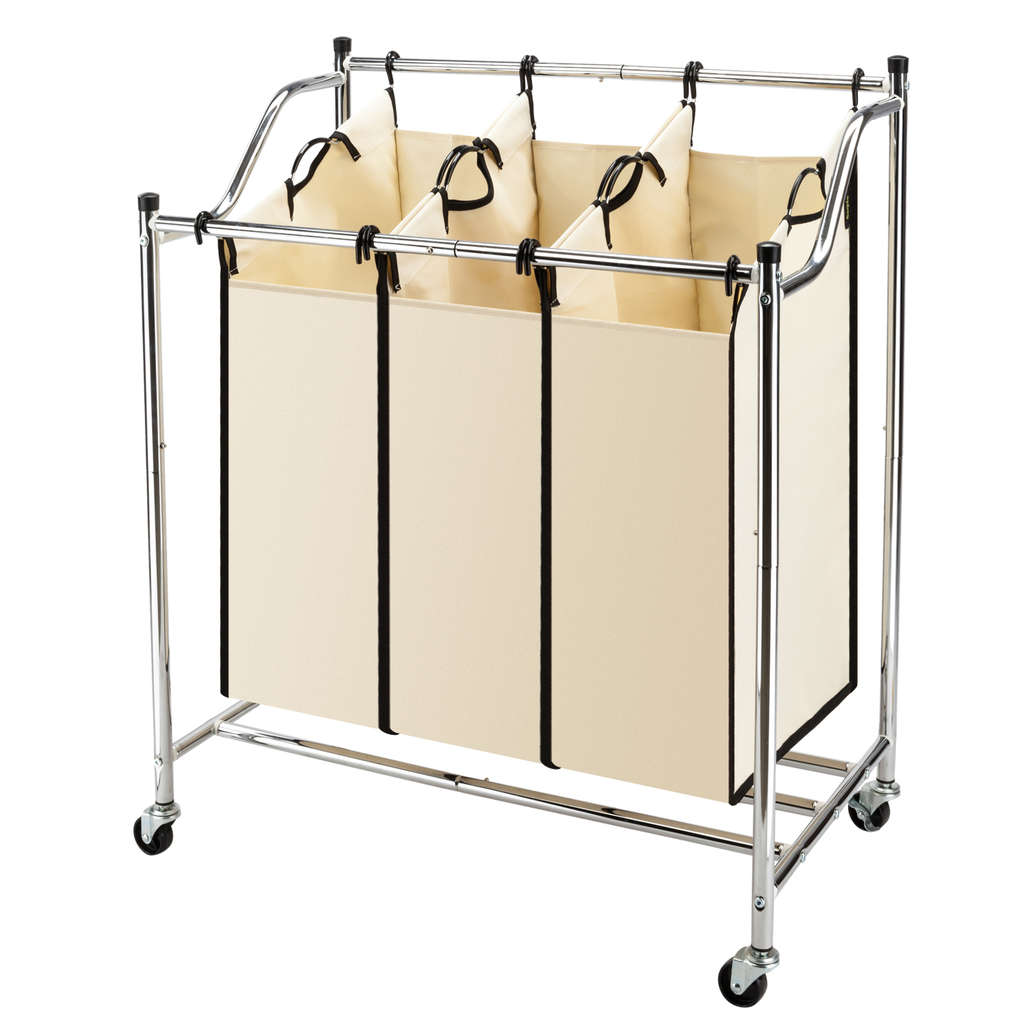 Laundry Cart Basket Triple Bag Sorter Bathroom Hamper Bins Clothes intended for measurements 1500 X 1500