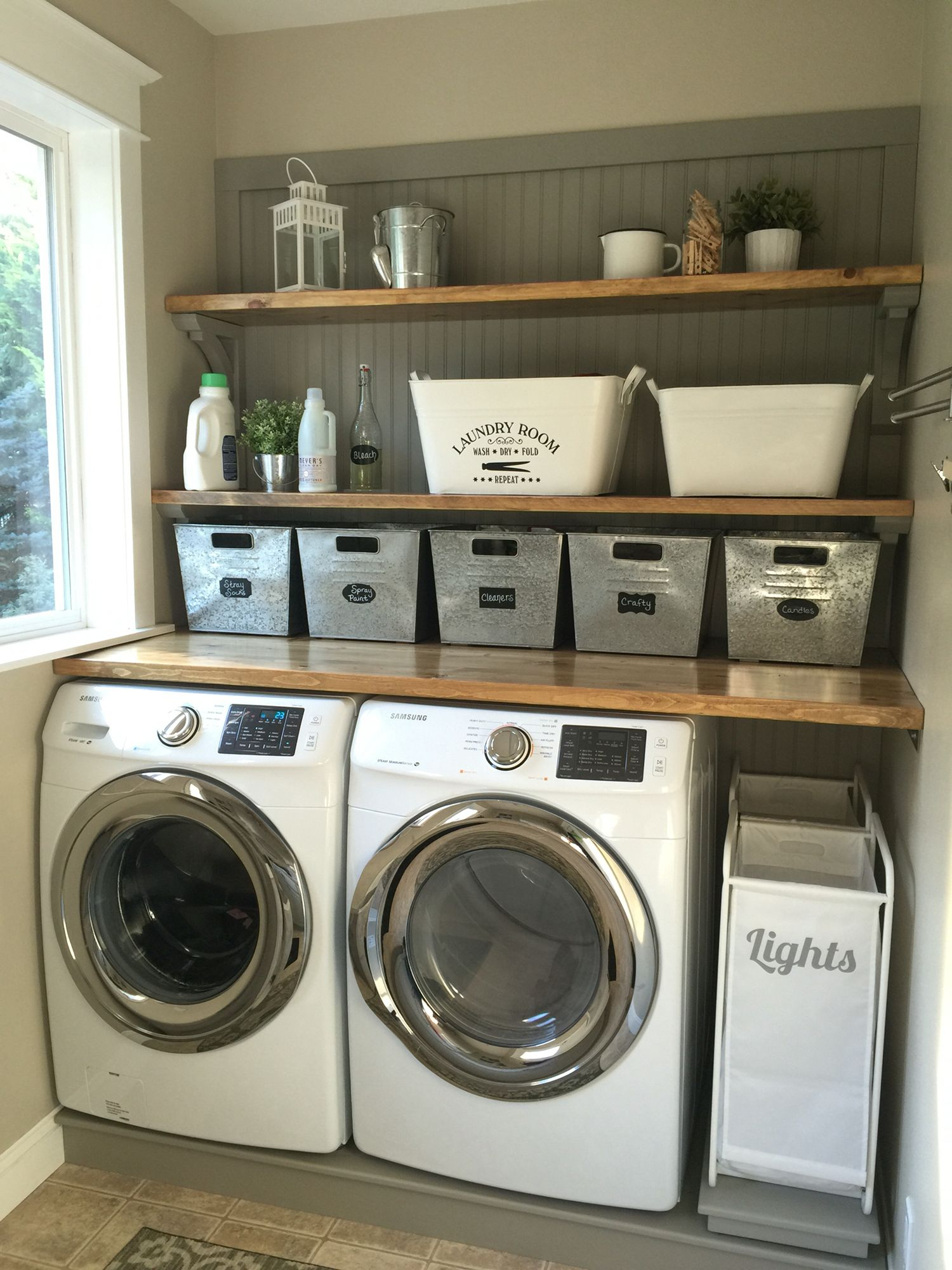 Laundry Room Makeover Wood Counters Walmart Tin Totes Pull Out pertaining to dimensions 1500 X 2000