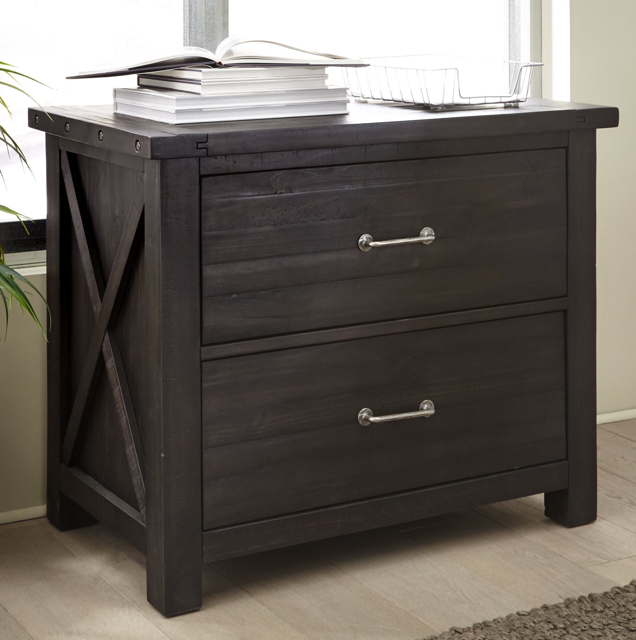 Laurel Foundry Modern Farmhouse Langsa Solid Wood 2 Drawer Lateral for proportions 2459 X 2472