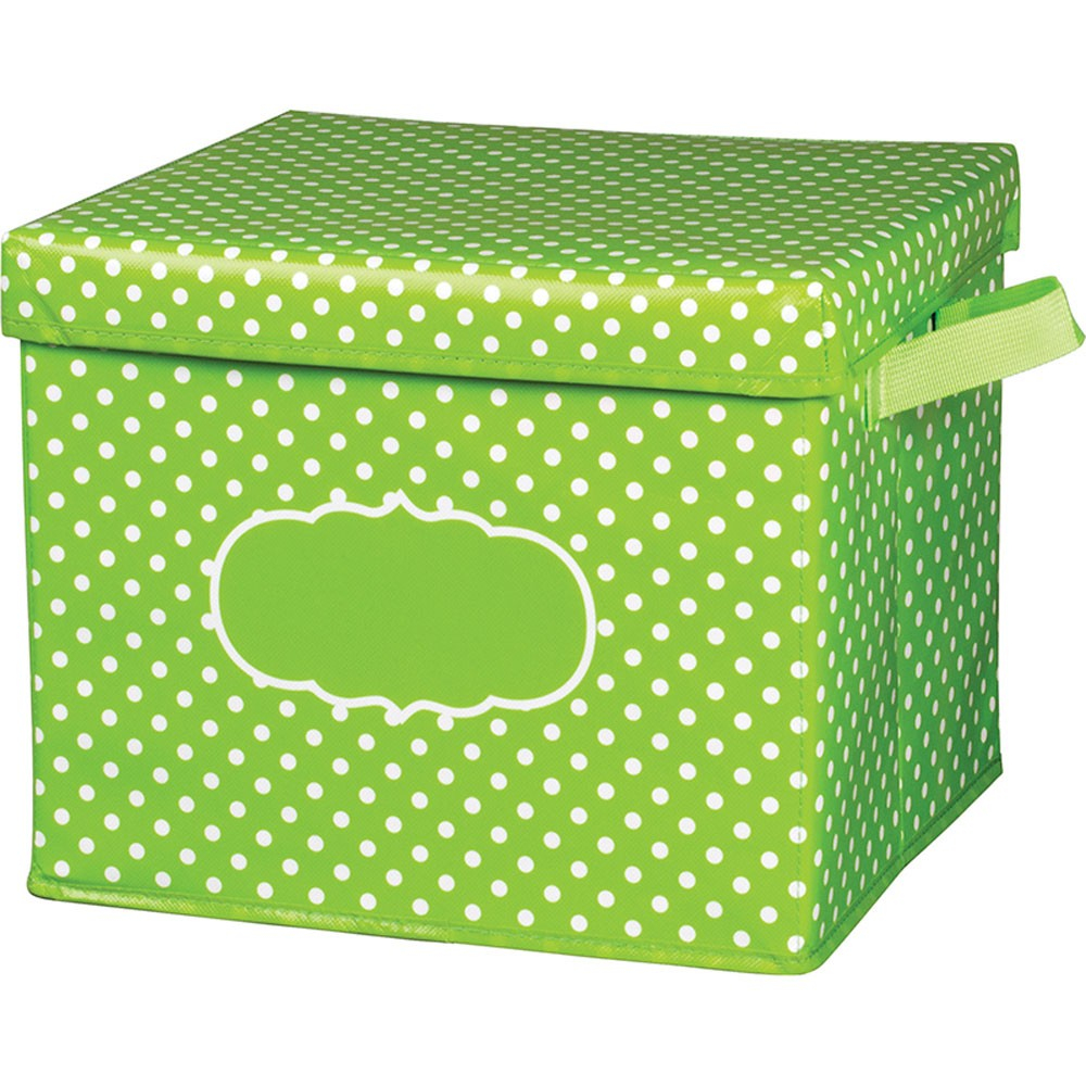 Lime Polka Dots Storage Bin W Lid Tcr20820 Teacher Created for proportions 1000 X 1000