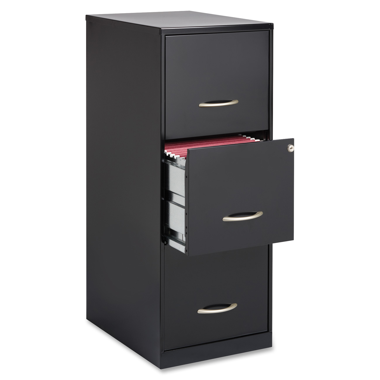 Lorell 3 Drawers Steel Vertical Lockable Filing Cabinet Black for measurements 1300 X 1300