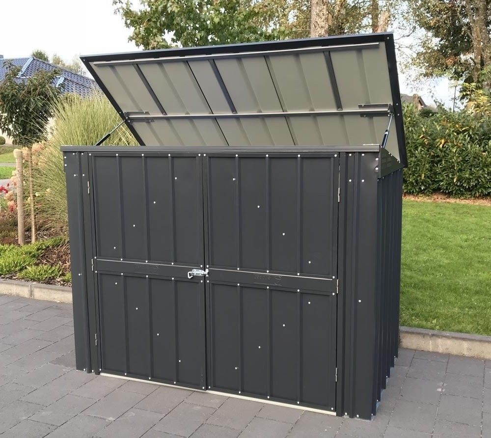 Lotus 5x3 Metal Bin Storage Shed In Anthracite Grey Solid intended for size 1000 X 892
