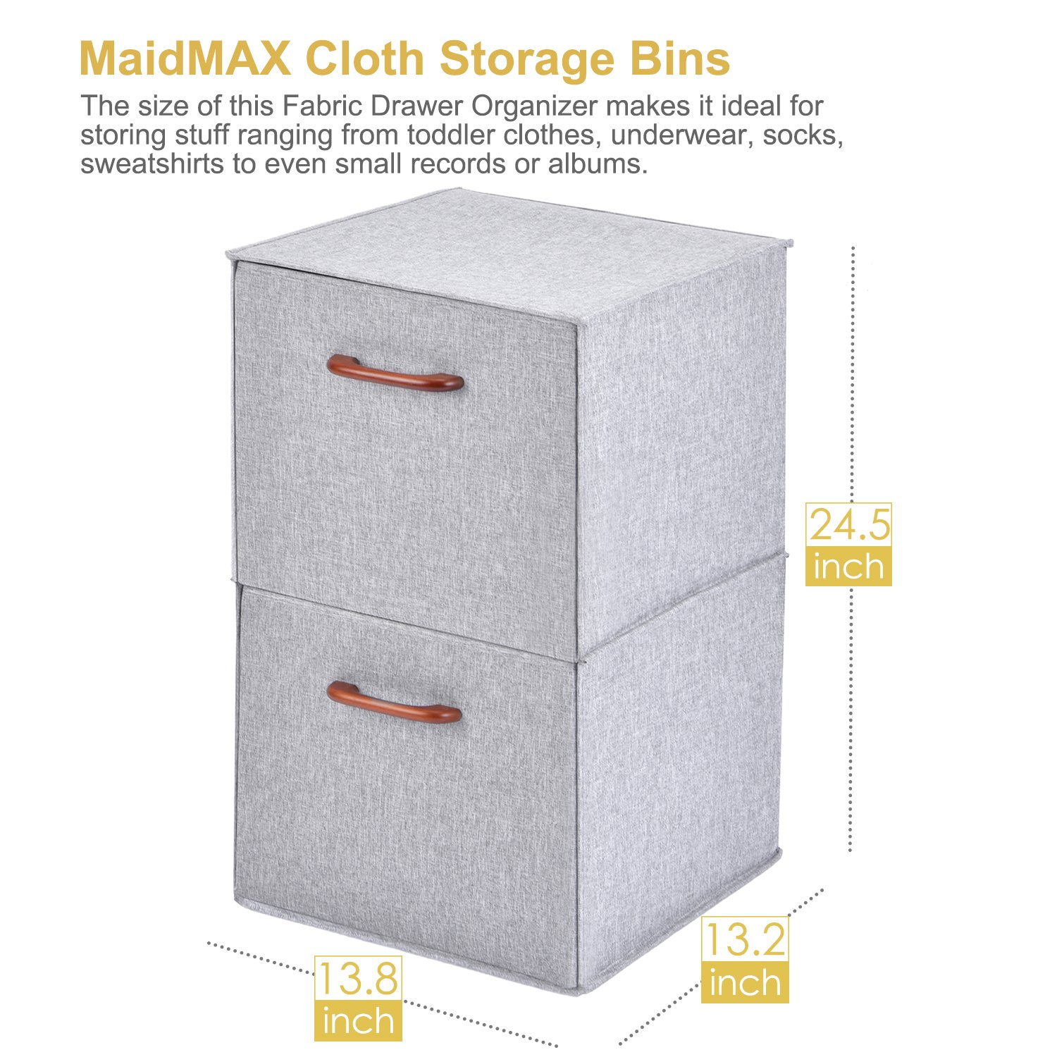 Maidmax 2 Tier Collapsible Storage Organizer Fabric Cube Bins Pull throughout size 1500 X 1500