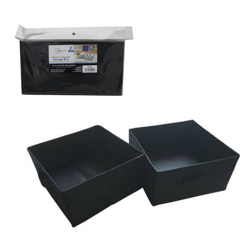 Mainstays Half Size Collapsible Storage Bins Set Of 2 Black within measurements 1001 X 1000