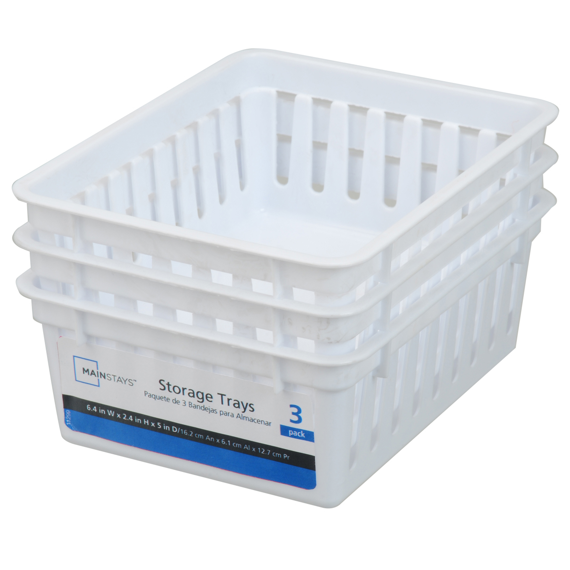 Mainstays Square Mini Bin Storage Trays White 3pk Walmart within size 2000 X 2000