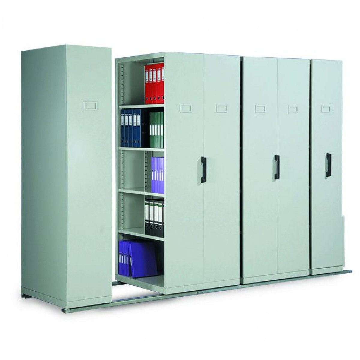 Manual Hand Push System 6 Bay Mobile Storage Cabinet Office inside dimensions 1200 X 1200