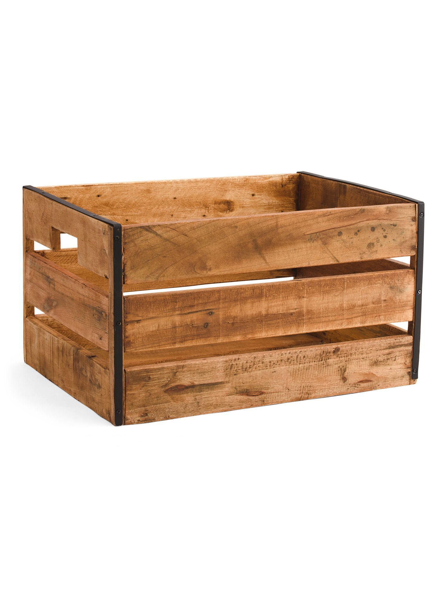 Medium Wood Storage Bin With Metal Accents Products Wood Storage throughout sizing 1500 X 2000