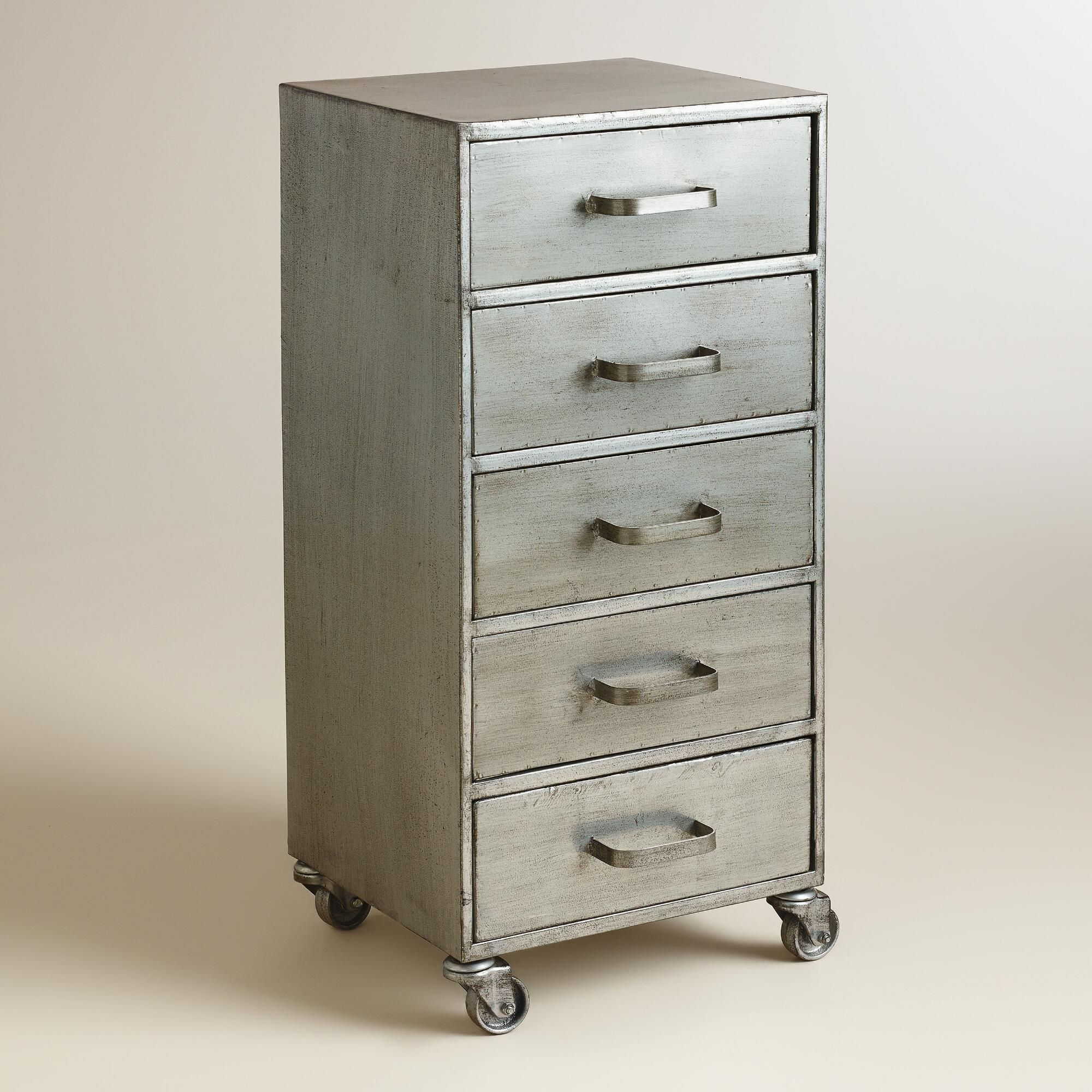 Metal 5 Drawer Jase Rolling File Cabinet World Market Freebooksy throughout sizing 2000 X 2000