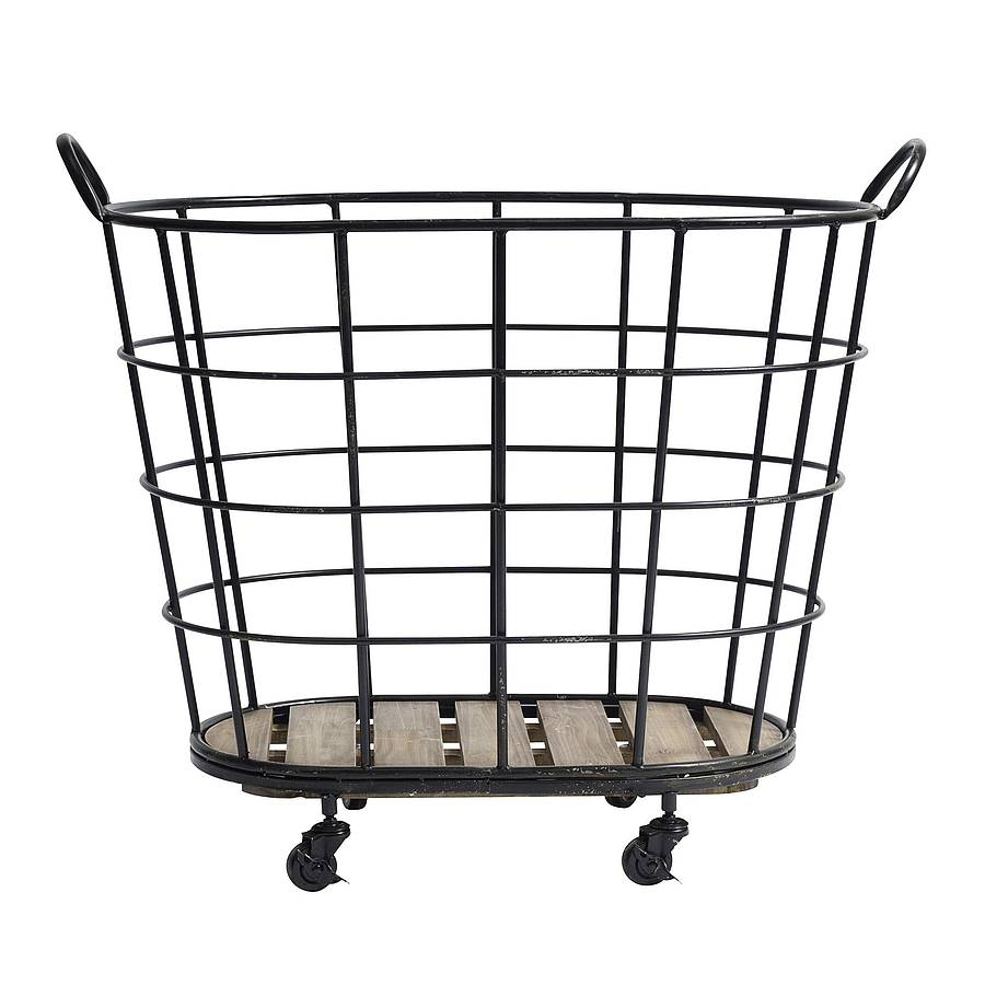 Metal Basket On Wheels Out There Interiors Notonthehighstreet intended for measurements 900 X 900