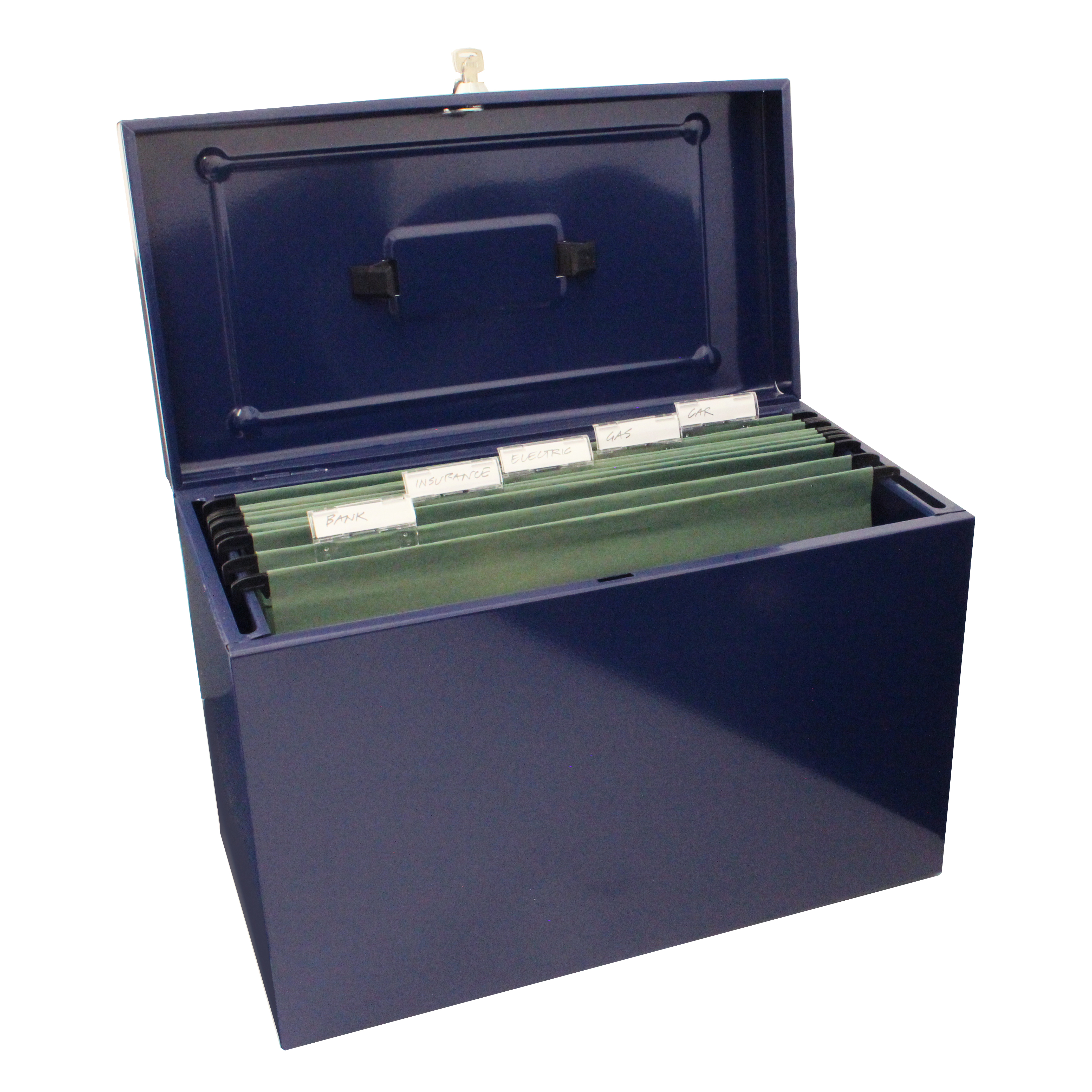 Metal File With 5 Suspension Files 2 Keys And Index Tabs Steel Foolscap Blue for sizing 4200 X 4200