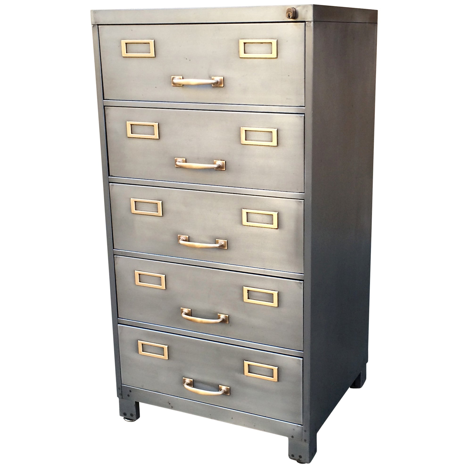 Mid Century Brushed Steel Office Filing Cabinet At 1stdibs in dimensions 1985 X 1985