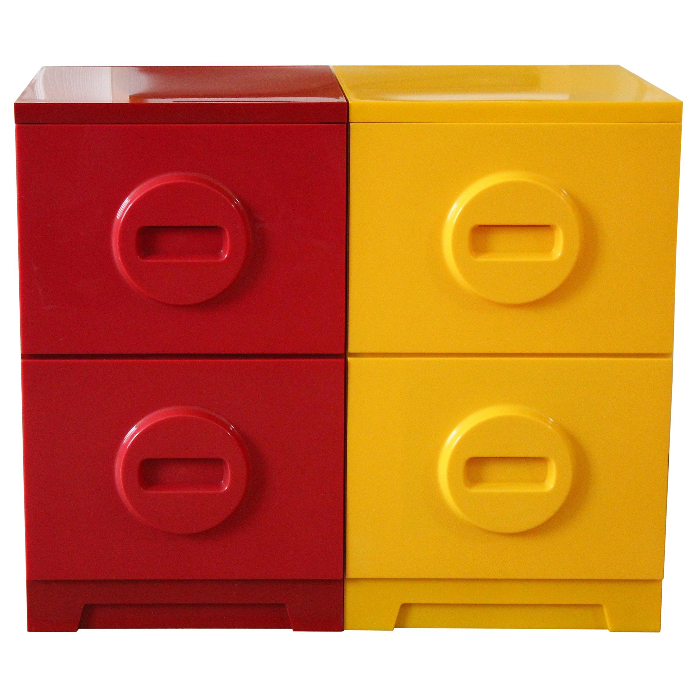 Mid Century Modern Yellow Red Plastic Akro Mils Filing Cabinet For pertaining to sizing 2346 X 2346