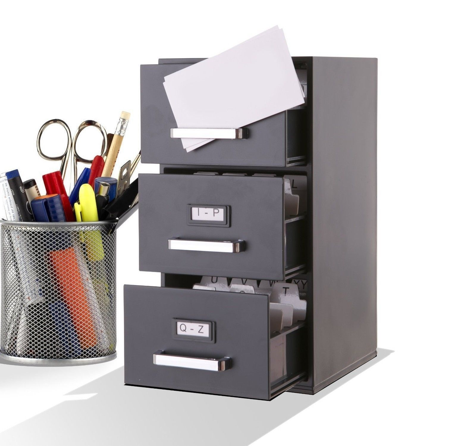 Mini File Cabinet Business Card Holder 3 Drawer Desk Organizing inside size 1557 X 1500