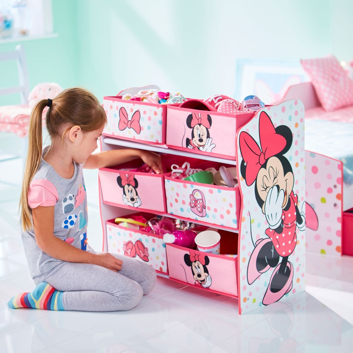 Minnie Mouse 6 Bin Storage Unit Hellohome with regard to size 1181 X 1181