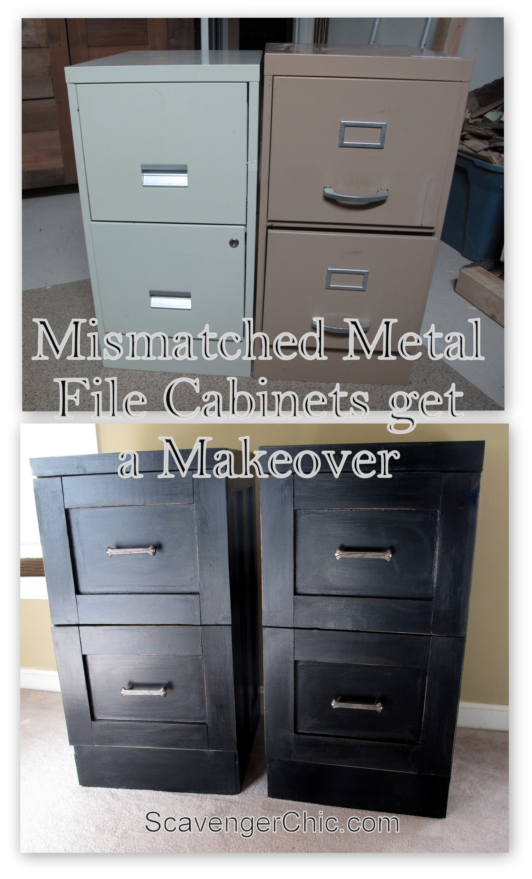Mismatched Metal File Cabinets Get A Makeover Scavenger Chic regarding size 1859 X 3069
