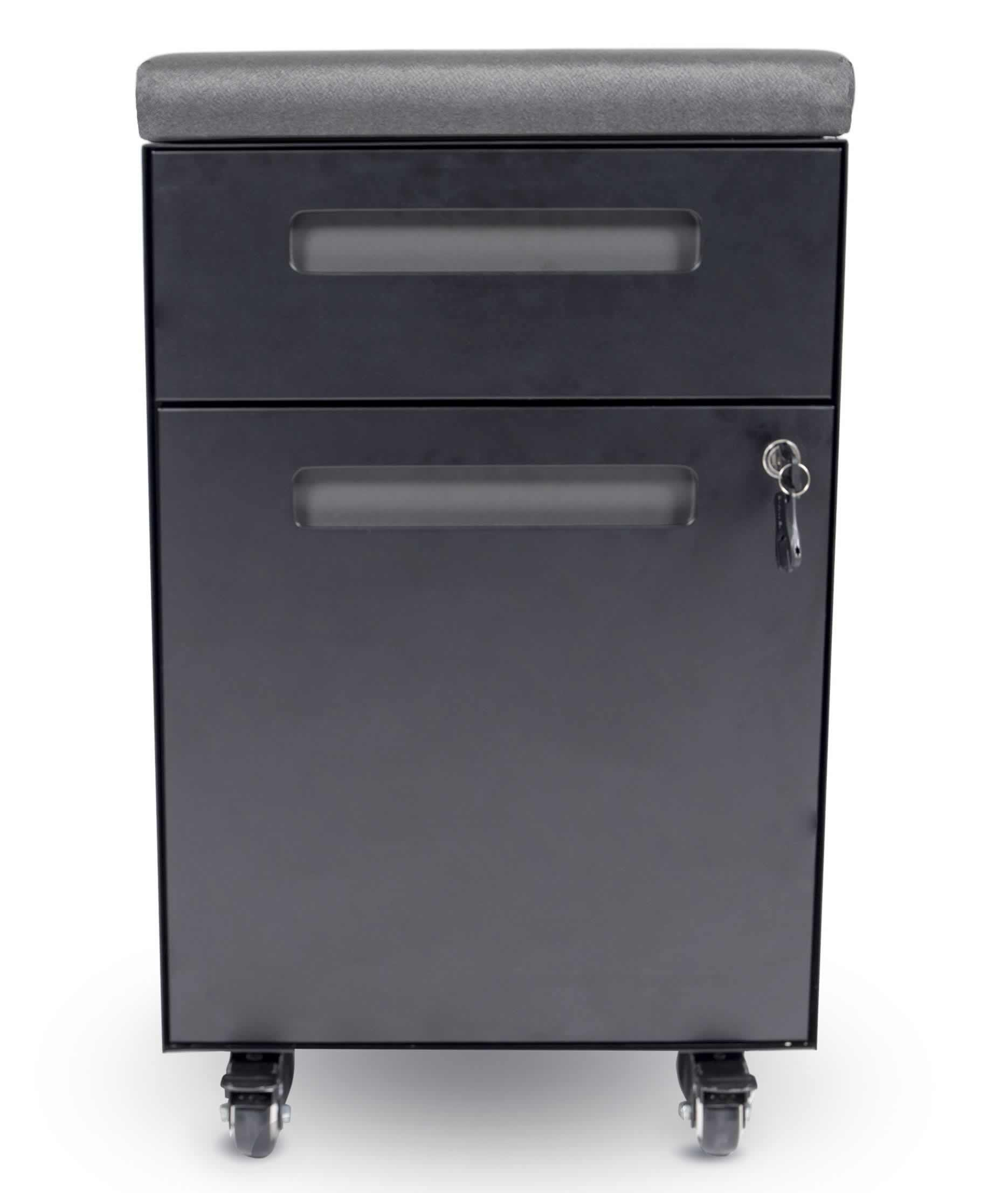 Mobile File Cabinet With Cushion Seat And In Drawer Device Charging in size 1870 X 2213