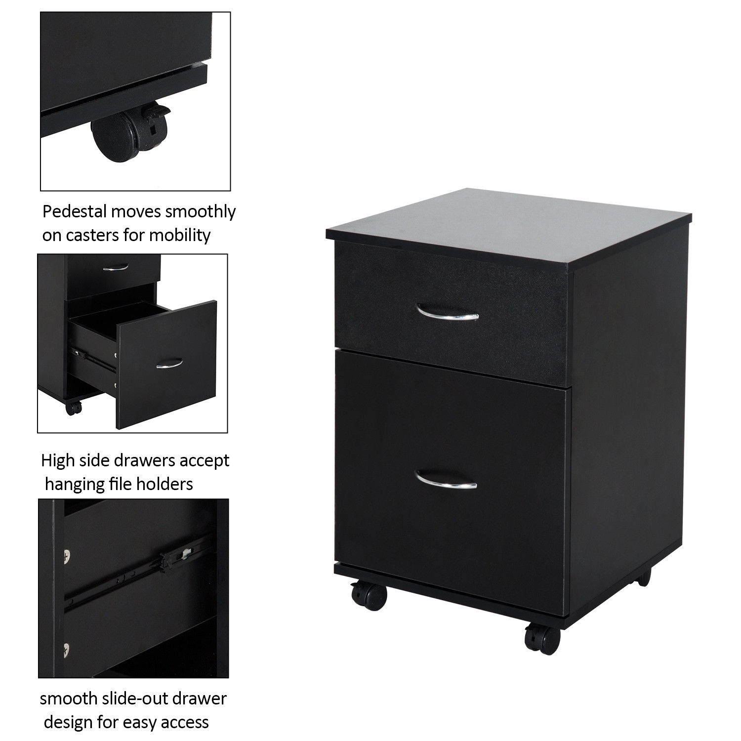 Mobile File Cabinet Wooden Side Table Filling 2 Drawers Pedestal for sizing 1500 X 1500