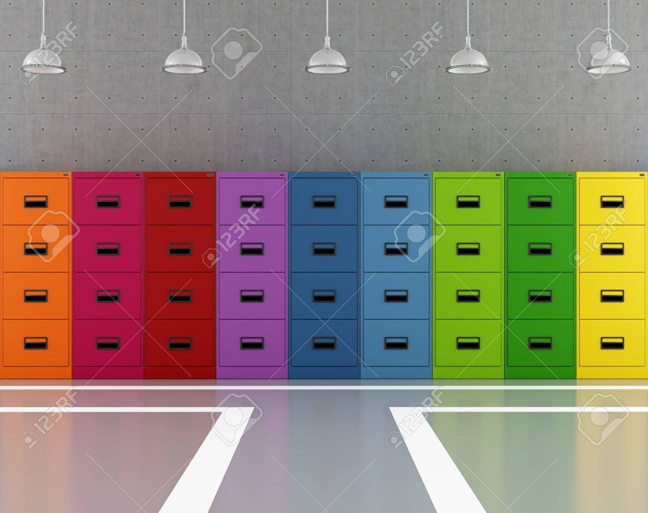 Modern Archive Modern With Colorful Filing Cabinets Rendering within sizing 1300 X 1029