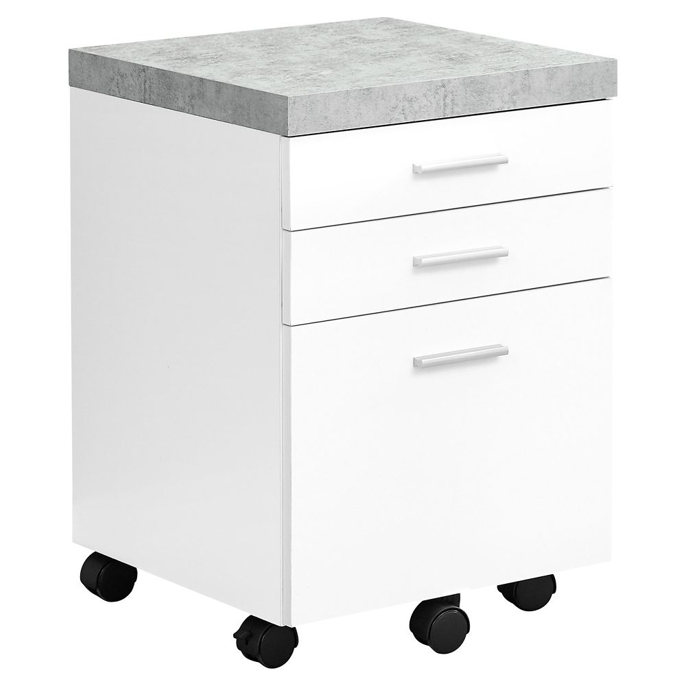 Monarch Specialties Filing Cabinet 3 Drawer White Cement Look On with regard to size 1000 X 1000