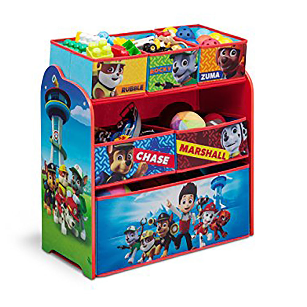 Multi Bin Toy Organizer Paw Patrol Kid Room Toy Storage Wooden Frame intended for dimensions 1000 X 1000