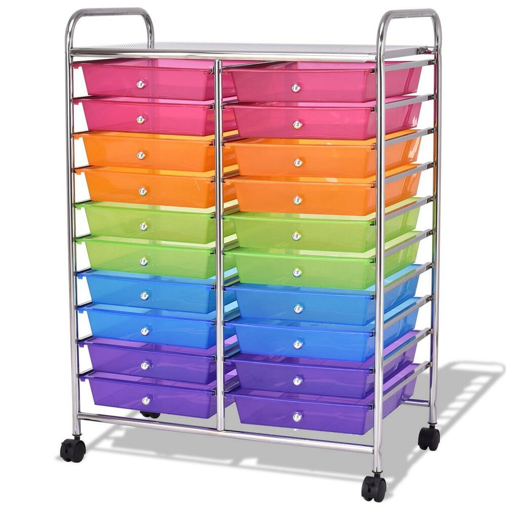Multicolor 20 Drawers Studio Storage Bins Box Rolling Cart Home inside dimensions 1000 X 1000